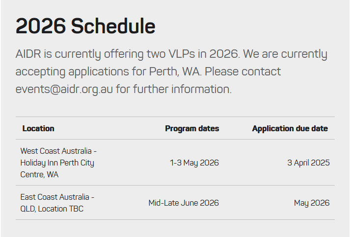 Volunteer Leadership Program 2026 Schedule