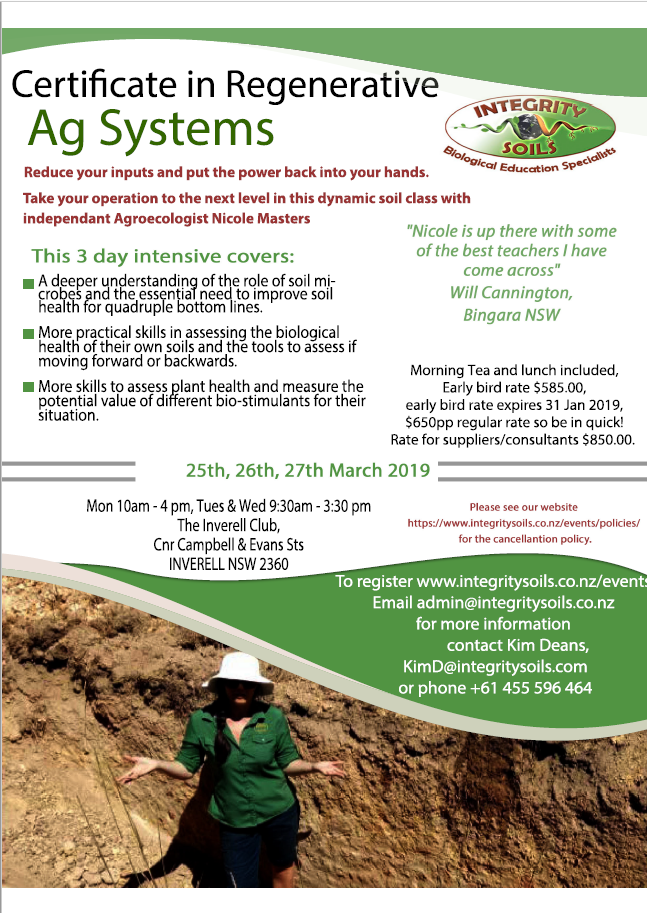 25 Integrity Soils Cert in Regen Ag Systems Inverell 25 27.3.19
